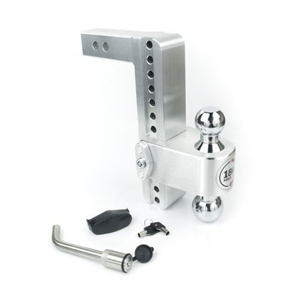 Weigh Safe Adjustable 10" Drop Hitch Turnover Ball with 2" Shank and Locking Hitch Pin (Chrome Ball) - CTB10-2-KA